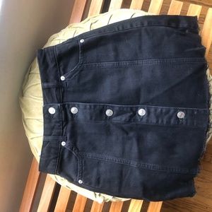 Black Denim High-Waisted Button-Up Skirt